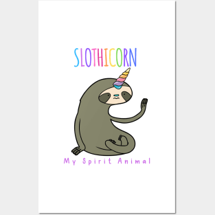 Sloth Unicorn Slothicorn Spirit Animal Posters and Art